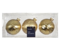 KARÁCSONYI GÖMB (3DB) 8CM LIGHT GOLD 145433