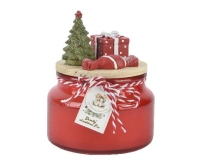 KARÁCSONYI GYERTYA ÜVEGBEN 10X6CM RED 214710