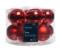KARÁCSONYI GÖMB (12DB) 5CM XMAS RED140117