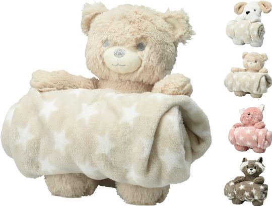 PLÜSS FIGURA ÉS PLÉD 75X100CM MIX 510594