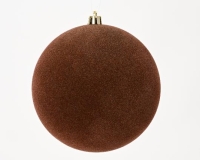 KARÁCSONYI GÖMB (9DB) 8CM FLOKKOLT ESPRESSO 026414