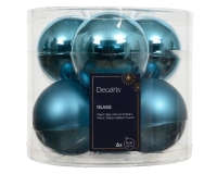 KARÁCSONYI GÖMB (6DB) 8CM FOLK BLUE 140891