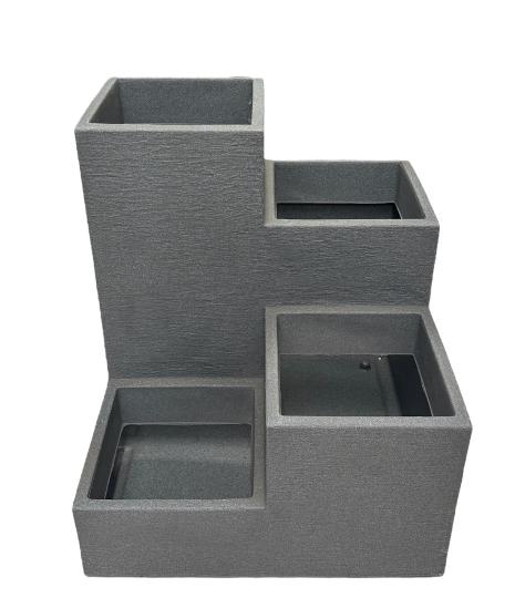 MÛANYAG VIRÁGTARTÓ X4 KUBUS LIGHT GRAY VILÁGOS SZÜRKE