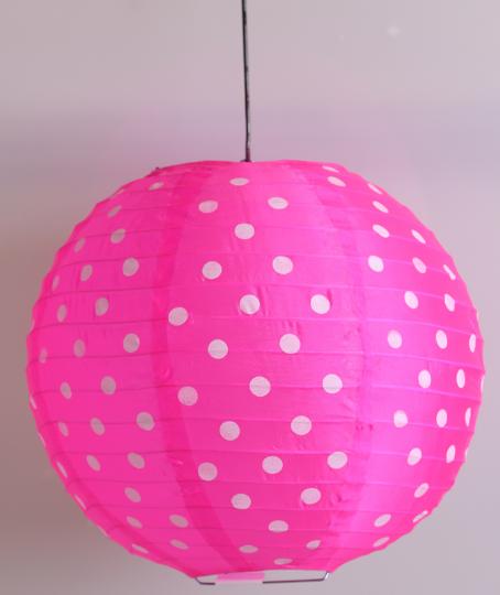 DEKOR LAMPION GÖMB PÖTTYÖS 25CM 372266 PINK