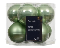 KARÁCSONYI GÖMB (8DB) 7CM MATCHA GREEN 140584