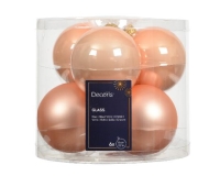KARÁCSONYI GÖMB (6DB) 8CM PEACH PEARL 140187