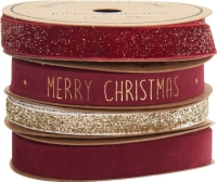 KARÁCSONYI SZALAG 1,5CMX5M MERRY CHRISTMAS BURGUNDY 554099