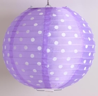 DEKOR LAMPION GÖMB PÖTTYÖS 25CM 372269 LILA