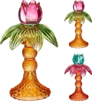 ÜVEG GYERTYATARTÓ 17,5CM MIX 532571