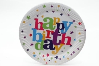 PARTY TANYÉR 23CM X10 HAPPY BIRTHDAY