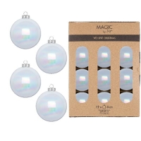 KARÁCSONYI GÖMB (12DB) 8CM DAZZLING SNOW 14007P812