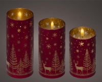 KARÁCSONYI LEDES GYERTYA ÜVEG SZETT X3 ELEMES 489795