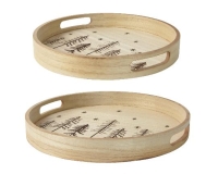 KARÁCSONYI FA TÁLCA FENYŐS,SZARVASOS NATÚR 29CM 707772