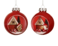 KARÁCSONYI GÖMB 8CM X1 CHRISTMAS RED NYITOTT MIX 024806