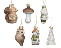 KARÁCSONYI FENYŐFA DÍSZ ÜVEG FIGURA MIX 7,5CM 129606