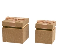 DÍSZDOBOZ KORDB. STRASSZOS 12X12CM BEIGE 374281/02