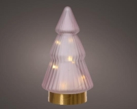 KARÁCSONYI LEDES FENYÕ 19,5CM ÜVEG PINK/WARM WHITE 489010