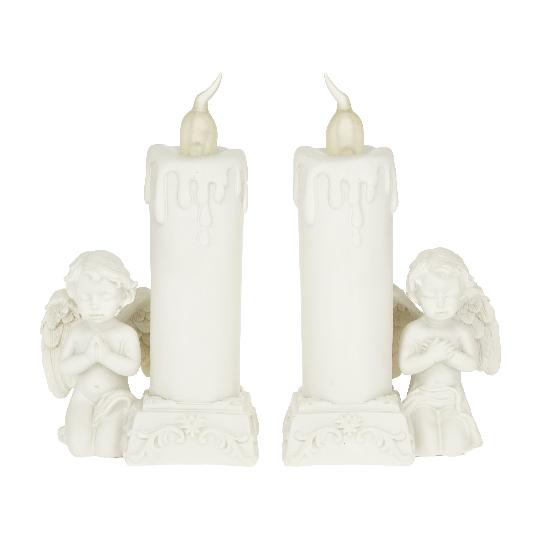 KARÁCSONYI GYERTYA ANGYALLAL LEDES 13CM DD70184
