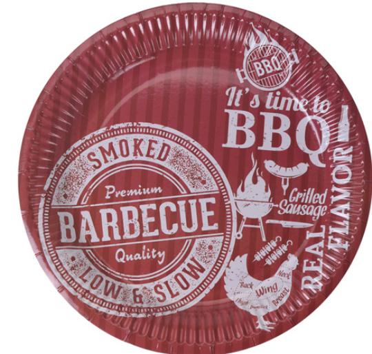 PARTY TÁNYÉR SZETT X10 GRILL ROZSDAVÖRÖS