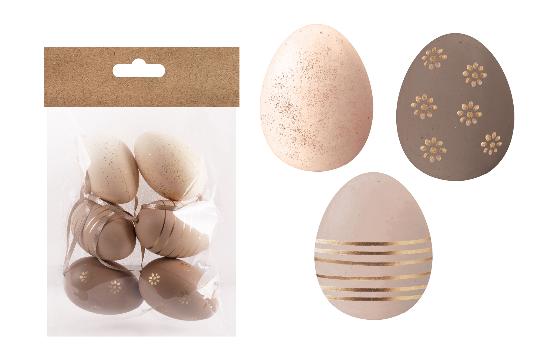 HÚSVÉTI TOJÁS MÛANYAG X6 ARANY MINTÁS 6CM 0720030