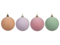 KARÁCSONYI GÖMB (4DB) 8CM FLOKKOLT PASTEL 288.779
