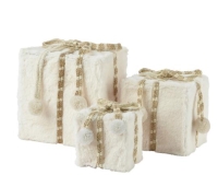KARÁCSONYI DÍSZDOBOZ PLÜSS 20X20CM WOOL WHITE 724185