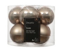 KARÁCSONYI GÖMB (12DB) 8CM SMOKEY PEARL 140527