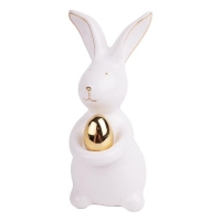 HÚSVÉTI PORCELÁN NYÚL+ARANY TOJÁS 14CM 182339