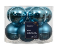 KARÁCSONYI GÖMB (10DB) 6CM FOLK BLUE 140519