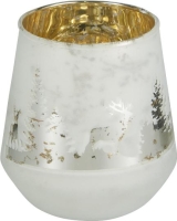KARÁCSONYI ÜVEG MÉCSESTARTÓ 11CM SZARVASOS 543427