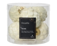 KARÁCSONYI GÖMB (6DB) 7CM TOBOZ WOOL WHITE 010040