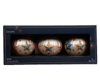 KARÁCSONYI GÖMB (3DB) 8CM CSILLAGOS 071150