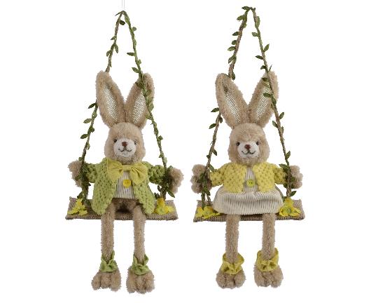 HÚSVÉTI NYUSZI HINTÁVAL 39CM 891659