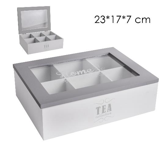 FA TEÁS DOBOZ X6 FEHÉR/SZÜRKE 492680