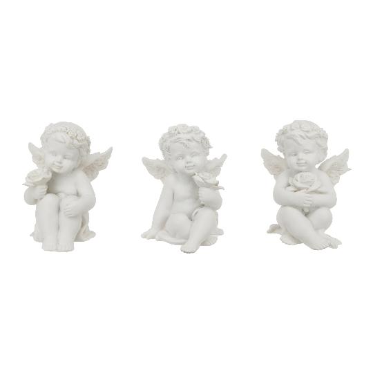 KARÁCSONYI POLY ANGYAL RÓZSÁVAL ÜLŐ 4,7X5X6,4CM DD65683