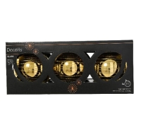 KARÁCSONYI GÖMB (3DB) 8CM GLITTERES LIGHT GOLD 149550