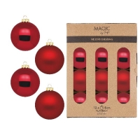 KARÁCSONYI GÖMB (12DB) 8CM DARK RED 12001P812