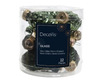 KARÁCSONYI GÖMB (12DB) 6CM TOBOZ PINE GREEN 012356