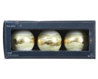 KARÁCSONYI GÖMB (3DB) 8CM ZÖLD-ARANY CSÍKKAL 070491