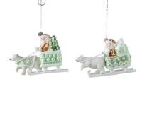 KARÁCSONYI FENYŐFA DÍSZ ÜVEG TÉLAPÓ SZÁNNAL 129687