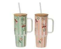 KARÁCSONYI ÜVEG TERMOSZ+SZÍVÓSZÁL 22,5CM 601173
